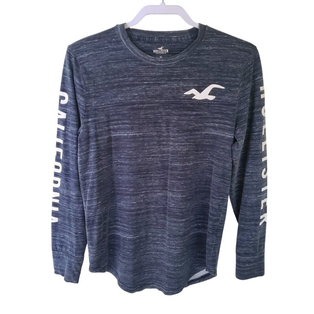 Hollister 100% Cotton Callout Long Sleeve Tee Shirt Super Soft Surf Vibe Size XS